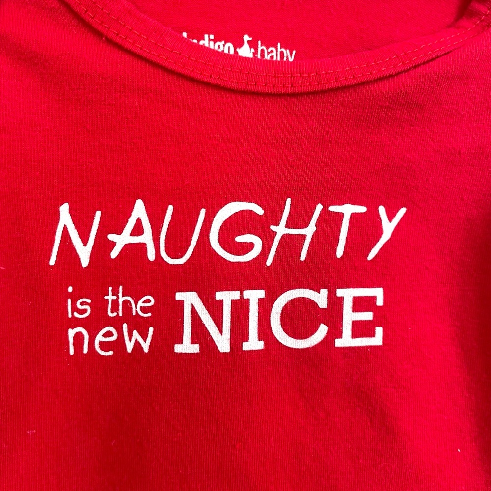 NEW Indigo Baby Funny Christmas Bodysuit Onesie, Naughty Is The New Nice, Red